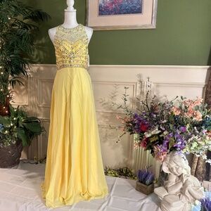 Long formal Yellow prom dress
